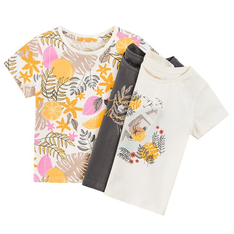 Short sleeve floral blouses 3-pack