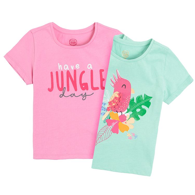 Short sleeve blouses with jungle prints 2-pack