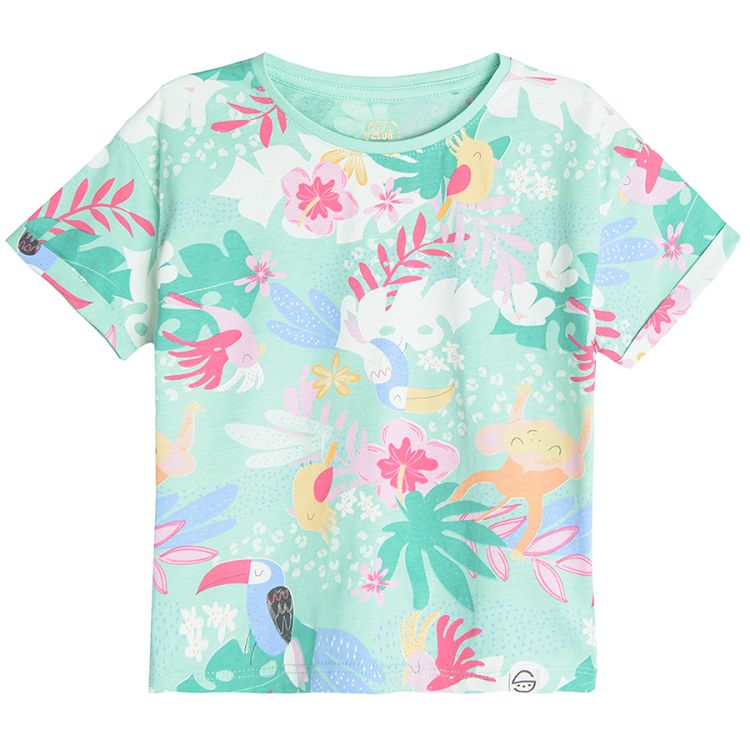Short sleeve blouses with jungle prints 3-pack