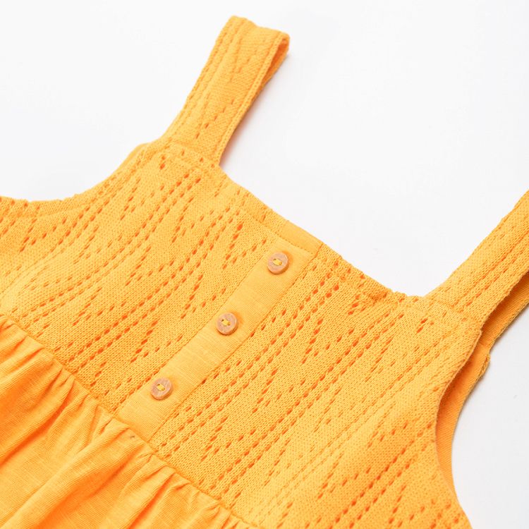 Yellow sleeveless blouse with knitted top and straps
