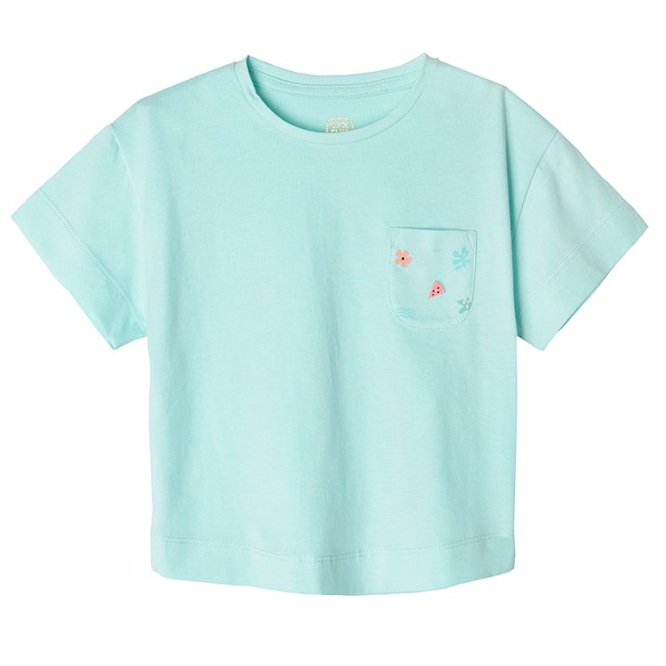 White and blue short sleeve blouses with summer prints 2-pack