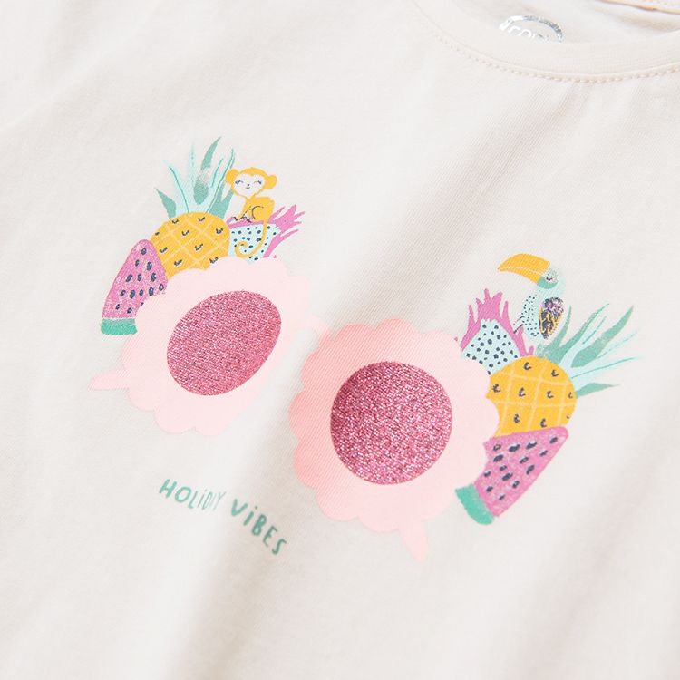 Whiate short sleeve blouse with summer prints