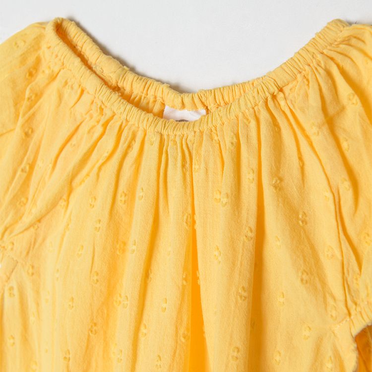 Yellow long short sleeve blouse