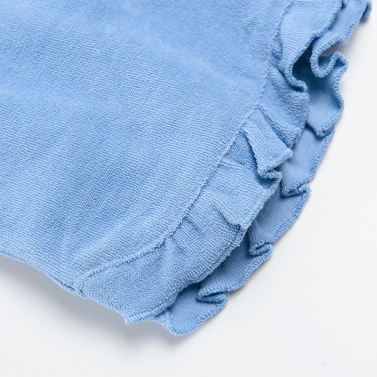 Blue shorts with elastic band and ruffle