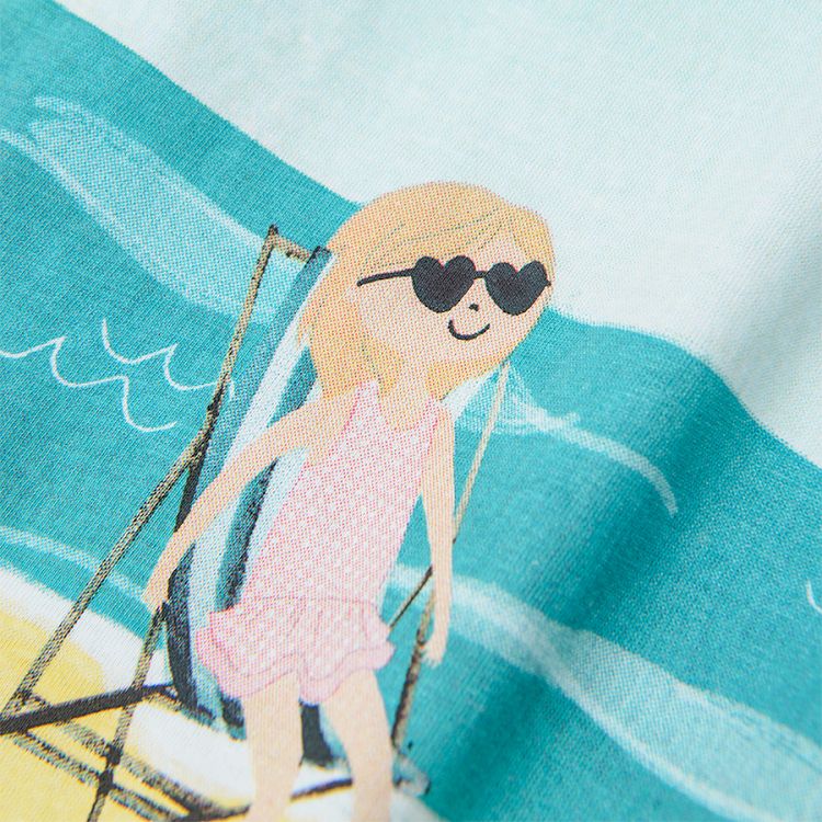 Short sleeve blouse with beach print