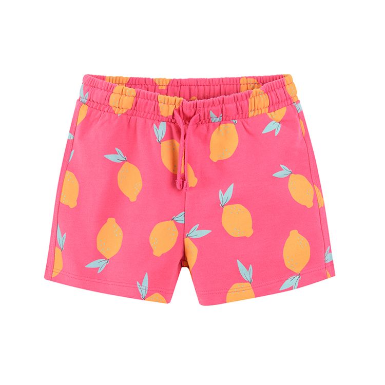 Grey and fuchsia with lemon prints shorts 2-pack