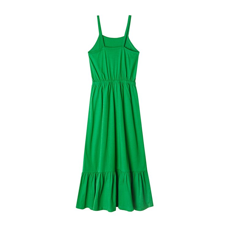 Φόρεμα αμάνικο με τιράντες πράσινο maxi