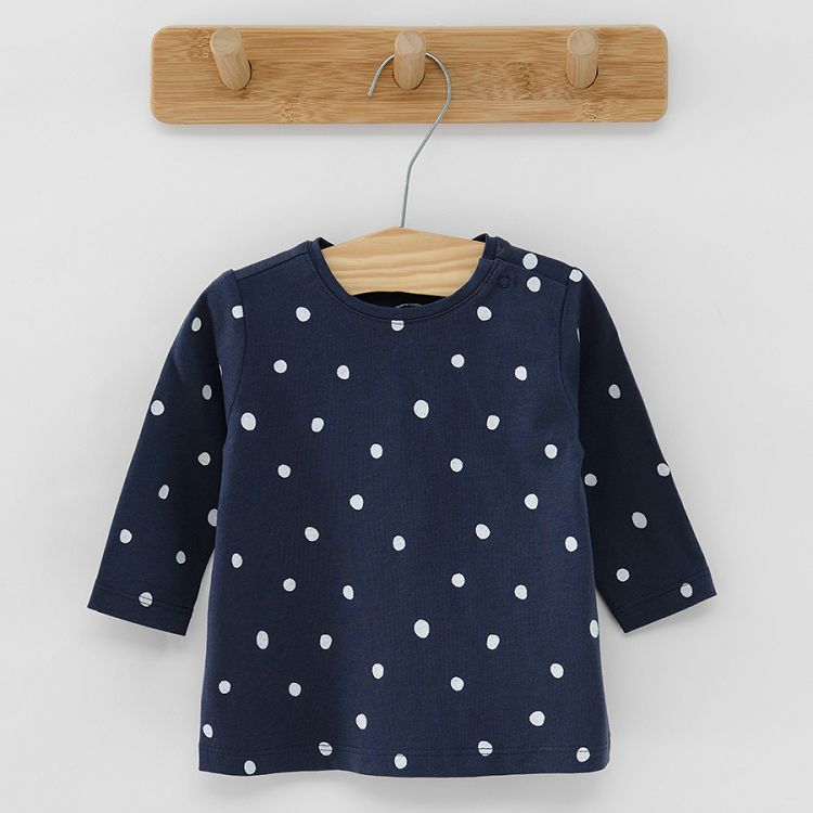 Polka dot striped and monochrome cest la vie long sleeve blouses 3 pack