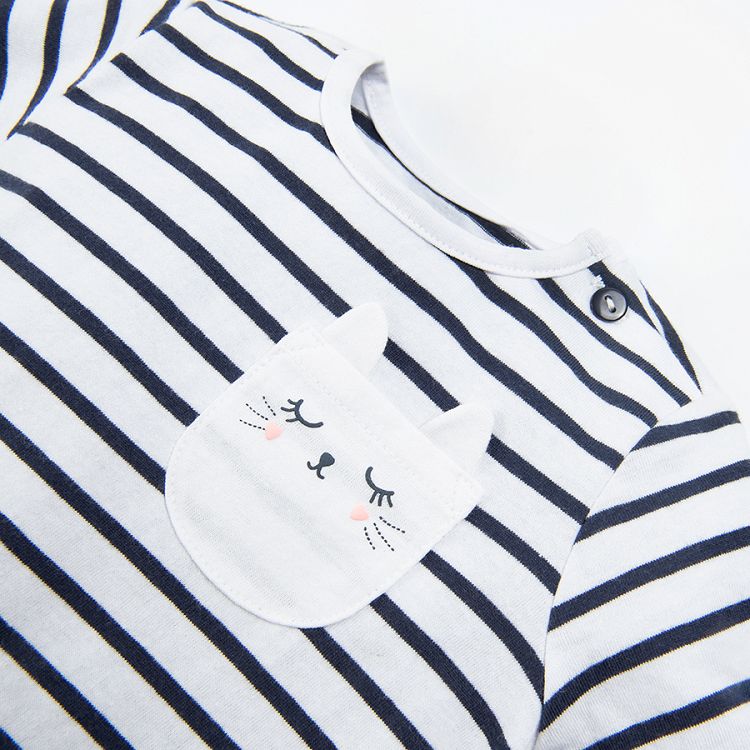 Cream long sleeve stipes blouse