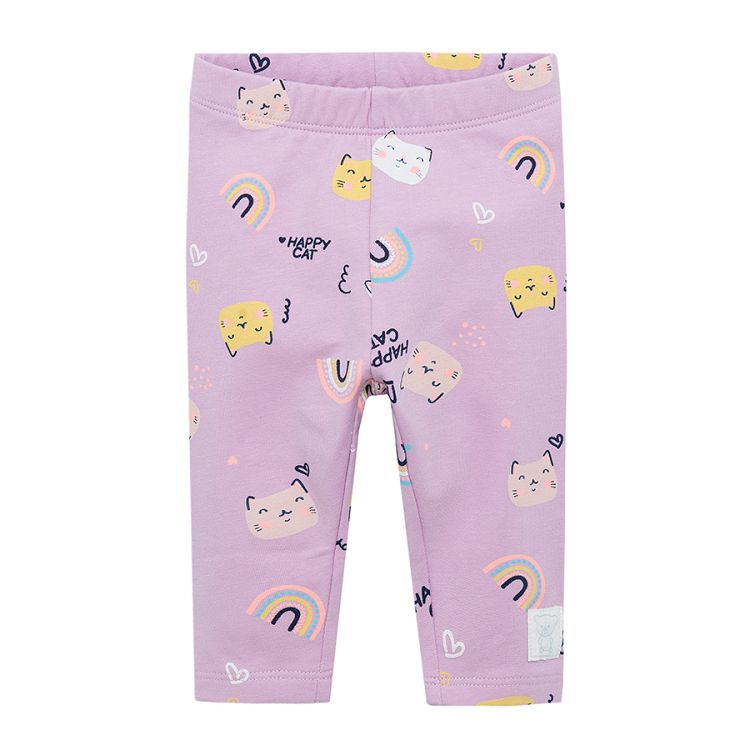 Blue and lilac with cats print legging 2 pack