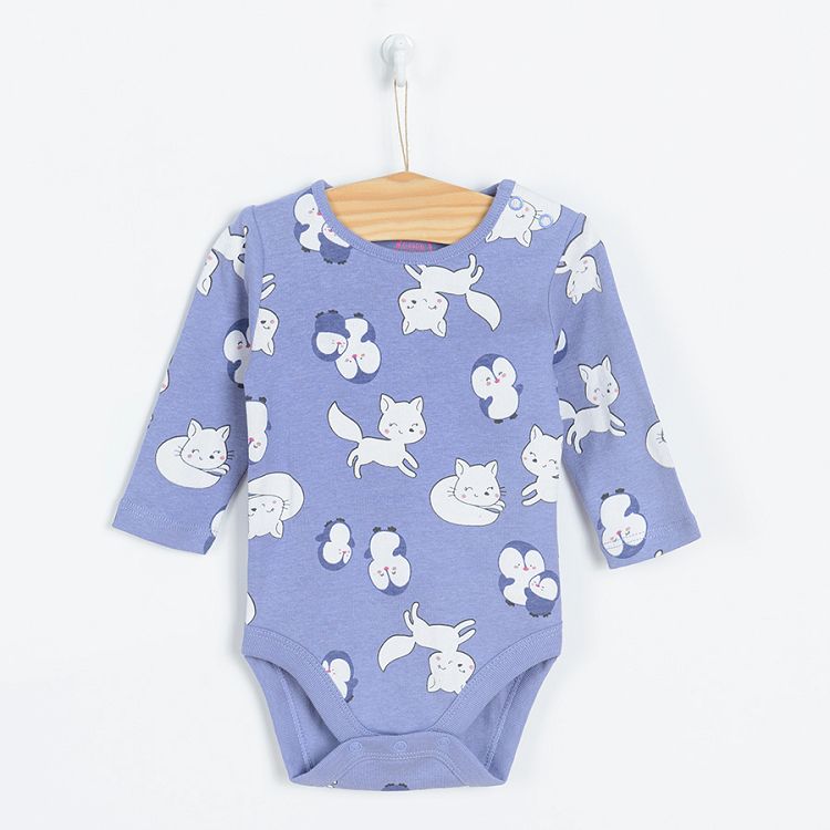 White and blue long sleeve bodysuits 2-pack
