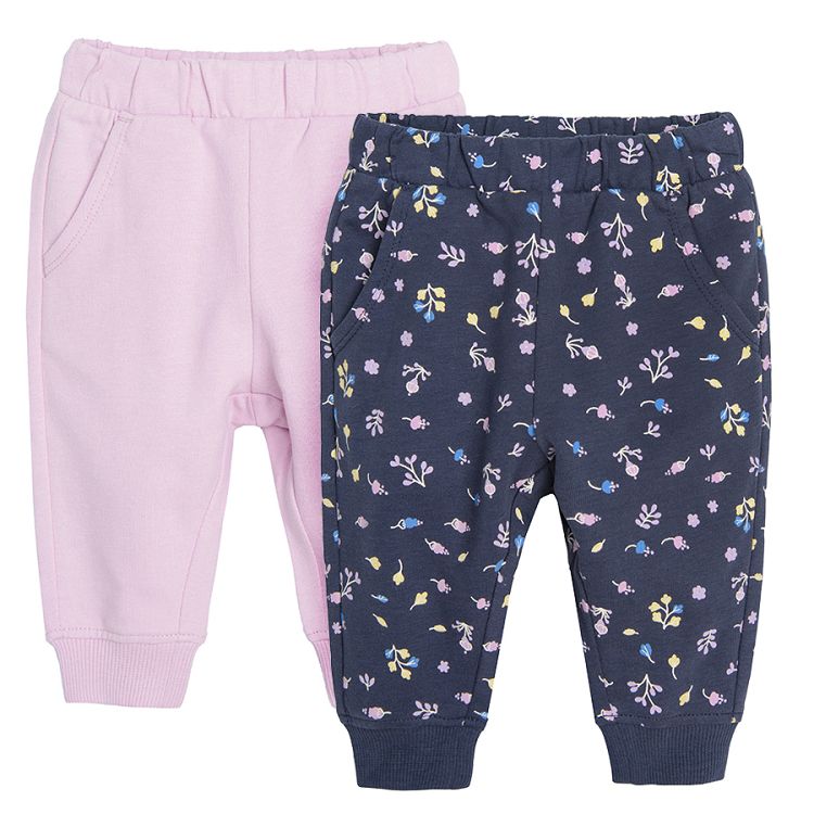 Pink and blue floral jogging pants 2 pack