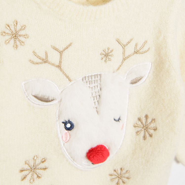Cream sweatshirt with reindeer