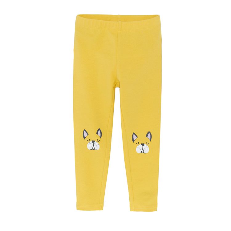Yellow with dogs print on the kness leggings