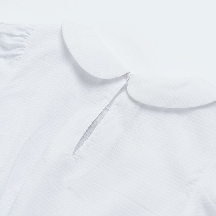 Μπλούζα κοντομάνικη λευκή με φιόγκο στον γιακά και λάστιχο στη μέση