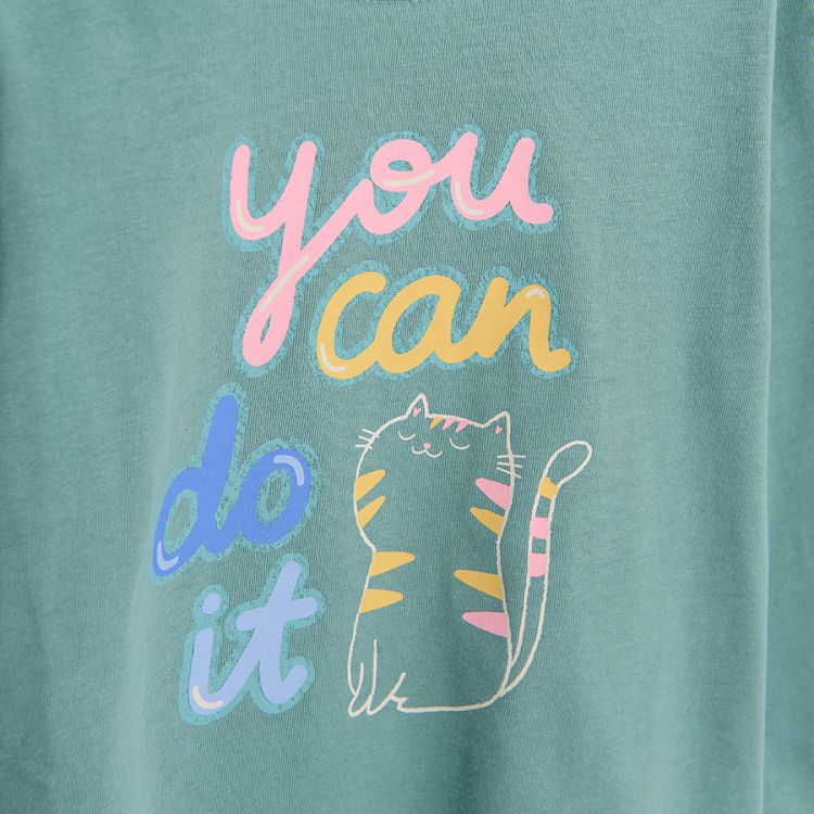 Μπλούζα μακρυμάνικη πράσινη με στάμπα "you can do it"