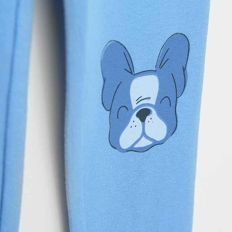 Κολάν 3 τμχ γκρι, μπλε και γαλάζιο με στάμπα σκυλάκια