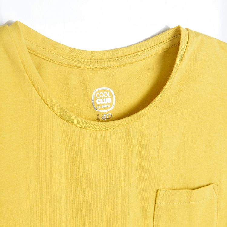 Μπλούζα κοντομάνικη κίτρινη με τσεπάκι