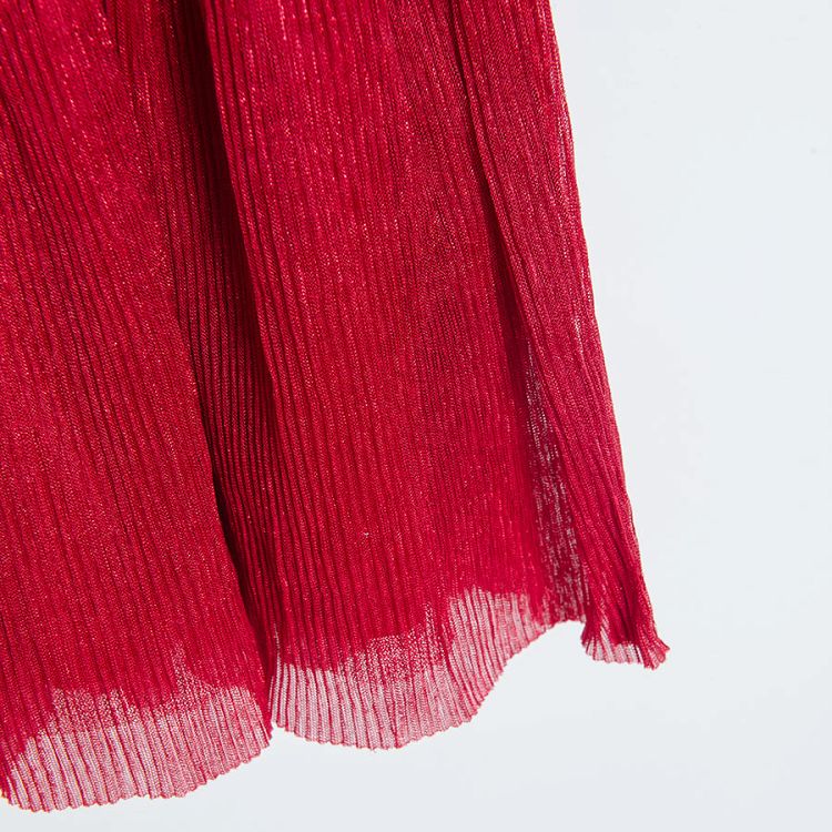 Red dress pleated skirt