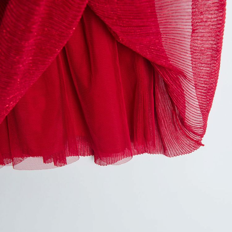 Red dress pleated skirt