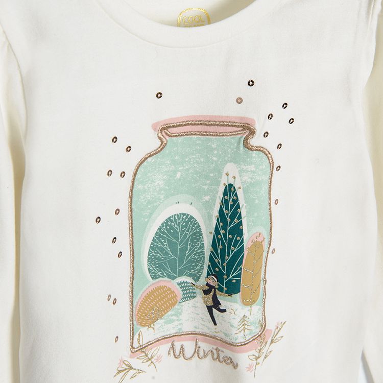 Cream long sleeve blouse