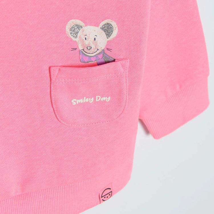 Φούτερ ροζ με στάμπα ποντικάκι Smiley day