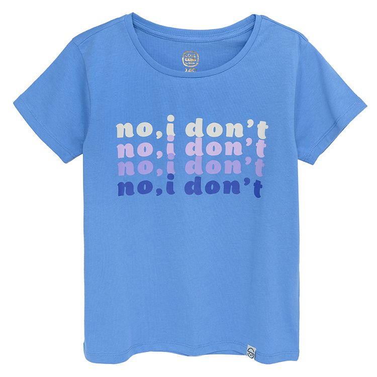 Μπλούζα κοντομάνικη μπλε με στάμπα "no, I don't"