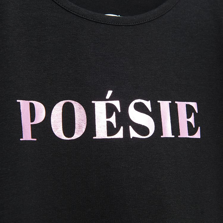 Φόρεμα μακρυμάνικο μαύρο με στάμπα "POESIE"