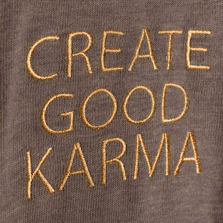 Φούτερ μακρυμάνικο καφέ με στάμπα Create good karma