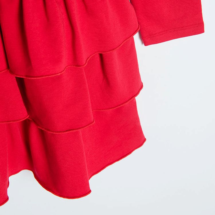 Φόρεμα μακρυμάνικο κόκκινο με βολάν