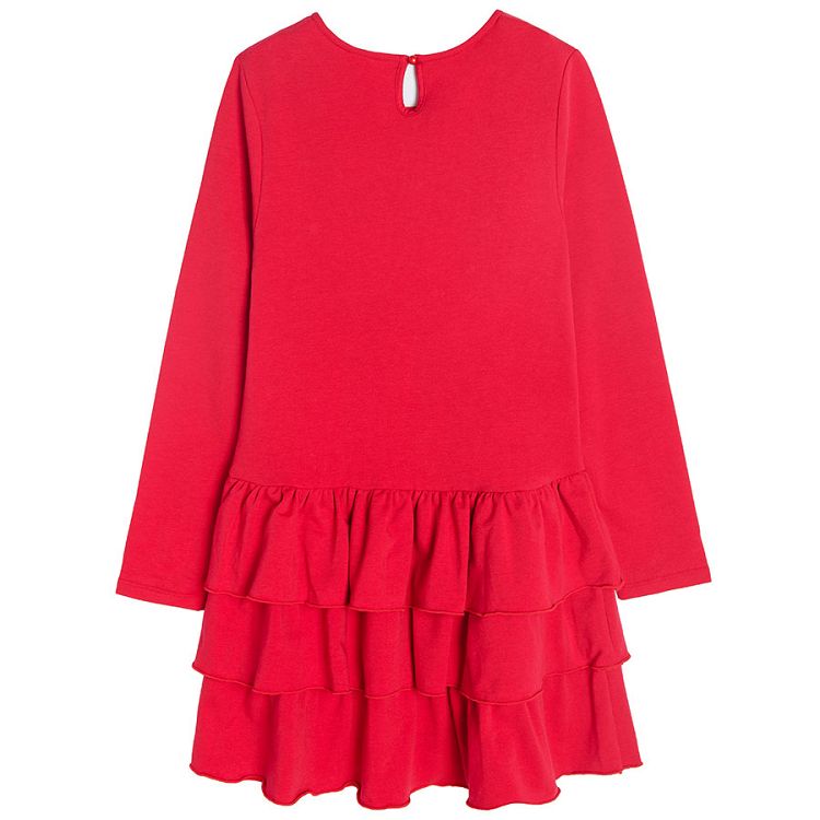 Red ruffle skirt party dress