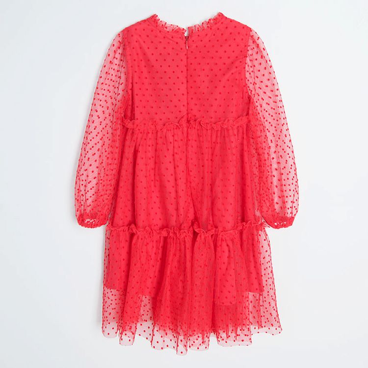 Red tull party dress