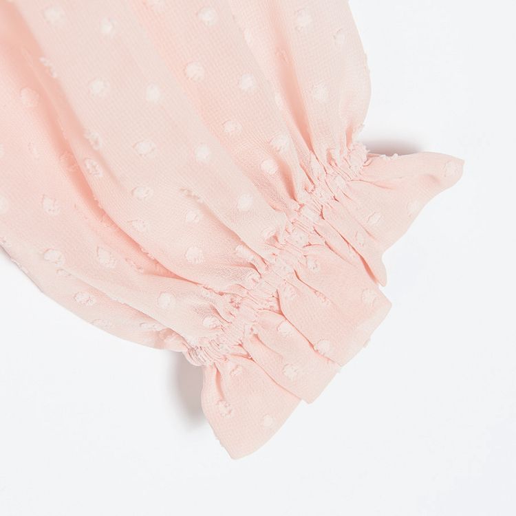 Μπλούζα μακρυμάνικη διπλή ροζ πουά με τούλι