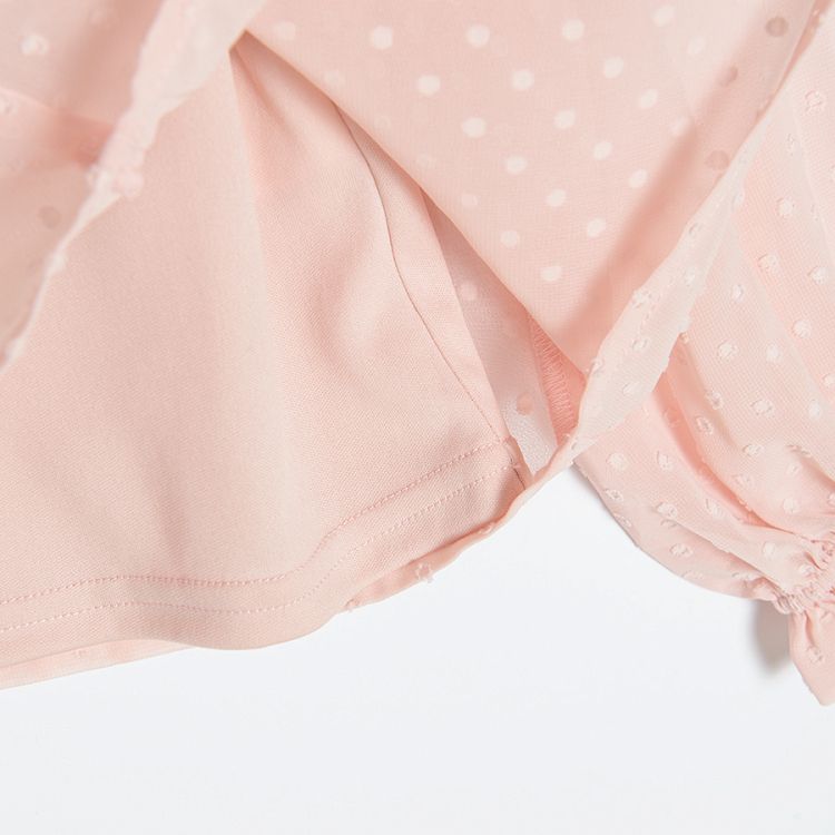 Μπλούζα μακρυμάνικη διπλή ροζ πουά με τούλι