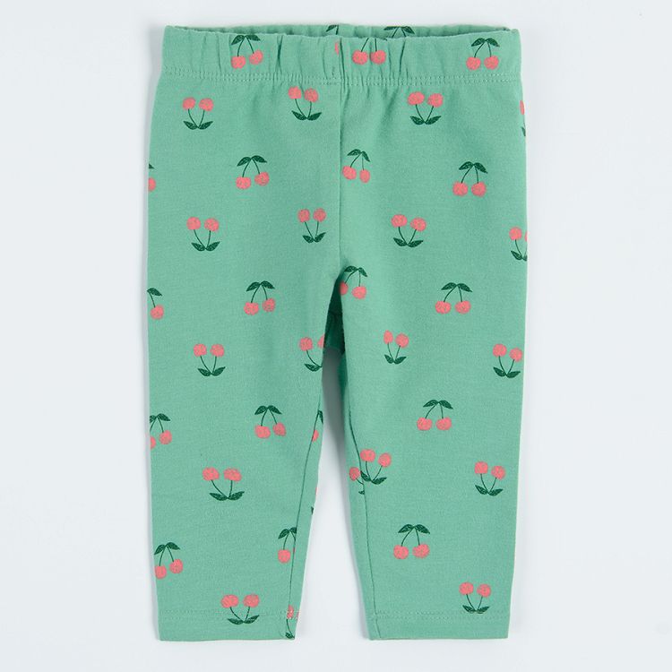 Pink and green with cherries jeggings - 2 pack