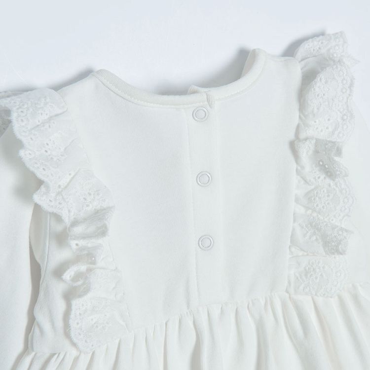 Φορέμα φορμάκι μακρυμάνικο λευκό με βολάν και πεταλούδες