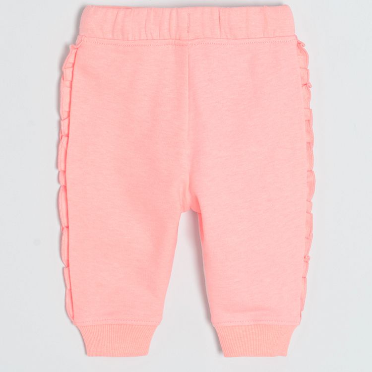 Fluo coral jogging pants with adjustable waist