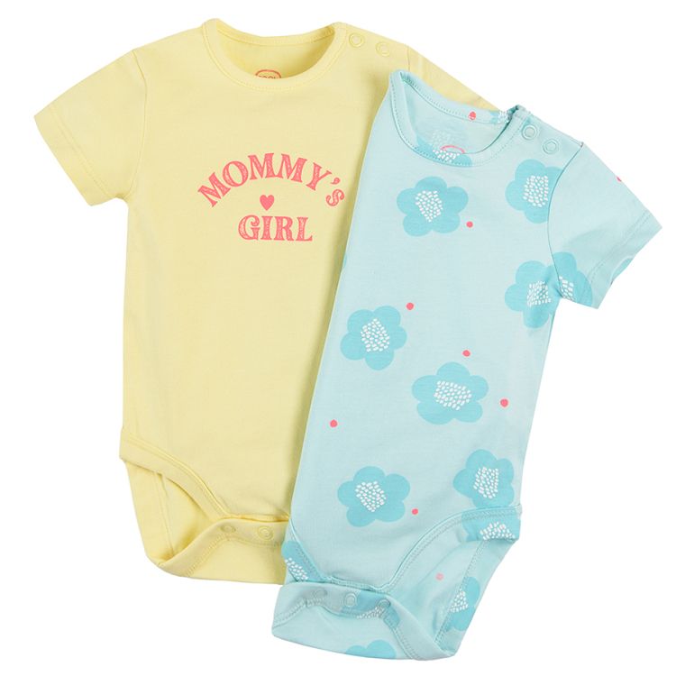 Yellow and mint short sleeve boysuits- 2 pack