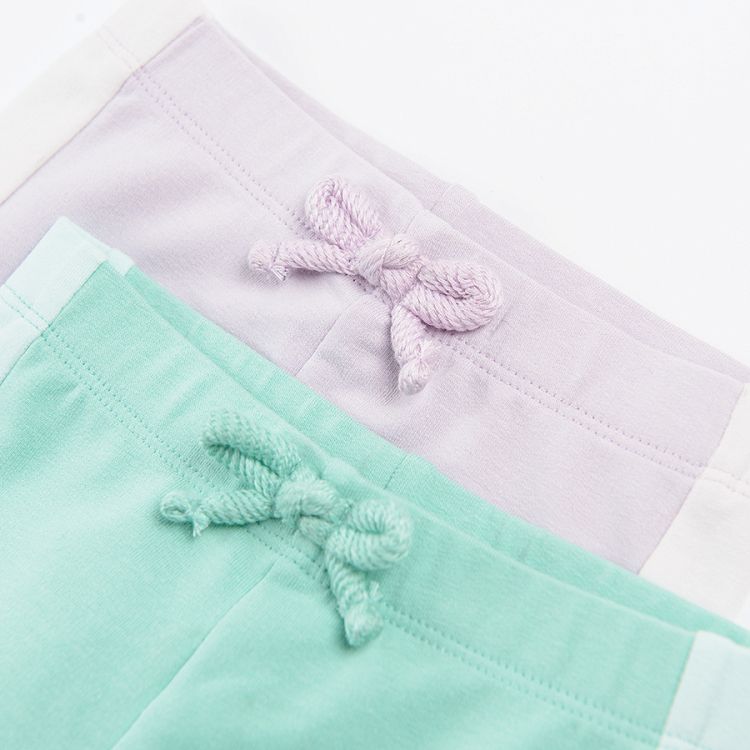 Violet and light green jeggings- 2 pack