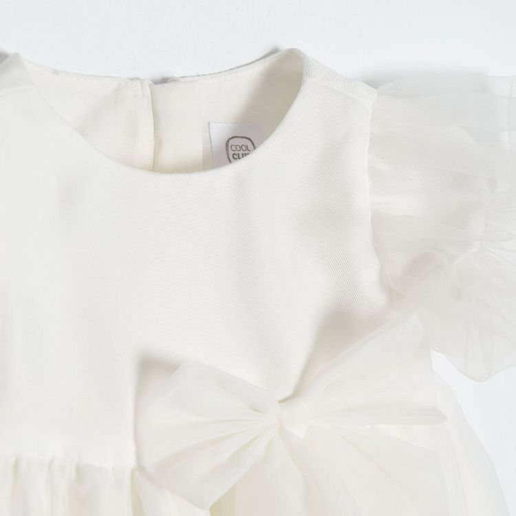 White short sleeve dress with bow