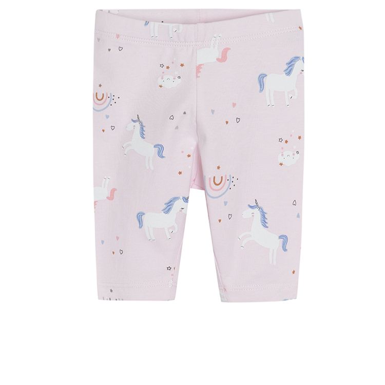 Pink with unicorns grey blue with stars 3/4 leggings - 3 pack
