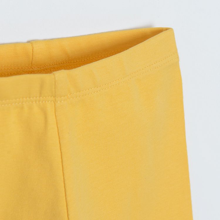 Brown and pink with daisies and yellow 3/4 leggings - 3 pack