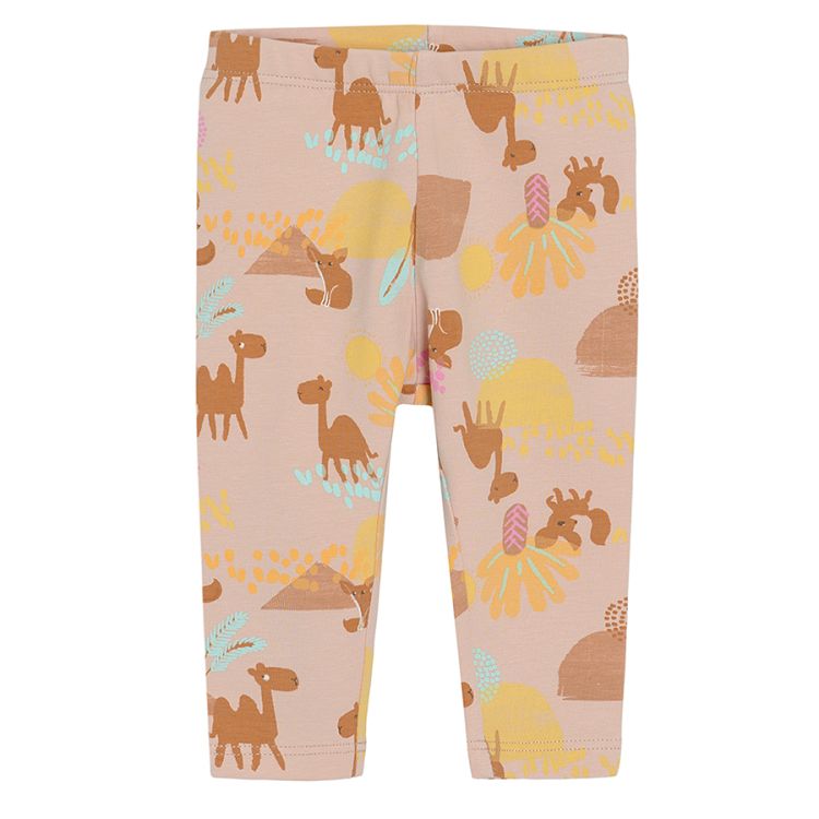 Pink with desert print and yellow leggings- 2 pack