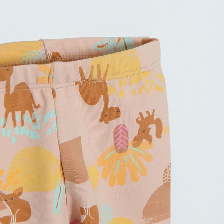 Pink with desert print and yellow leggings- 2 pack