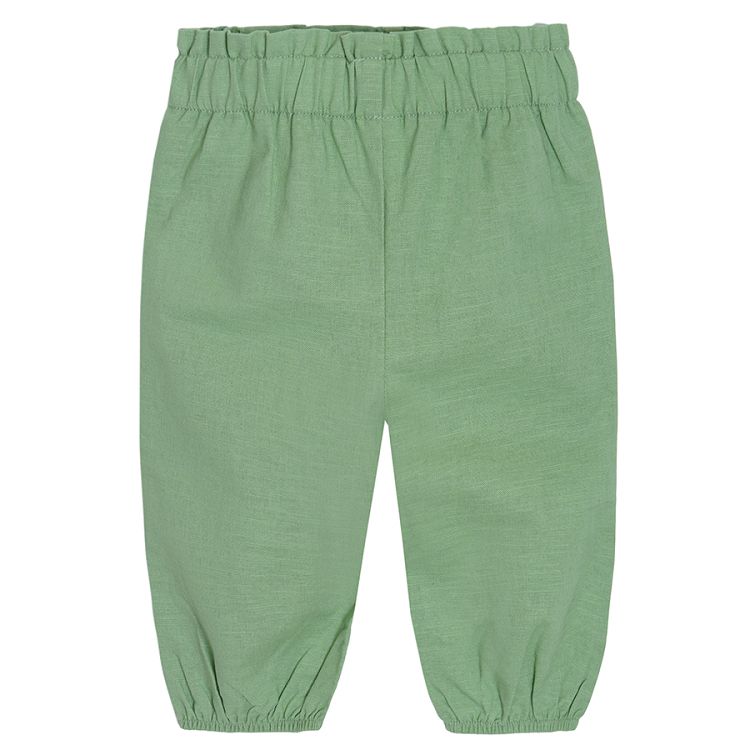 Olive trousers with elastic waist band