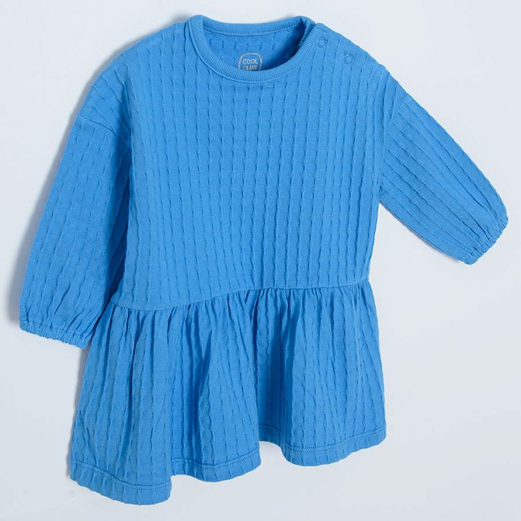 Blue casual 3/4 sleeves dress