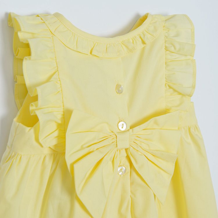 Φόρεμα αμάνικο κίτρινο με βολάν και λουλούδια