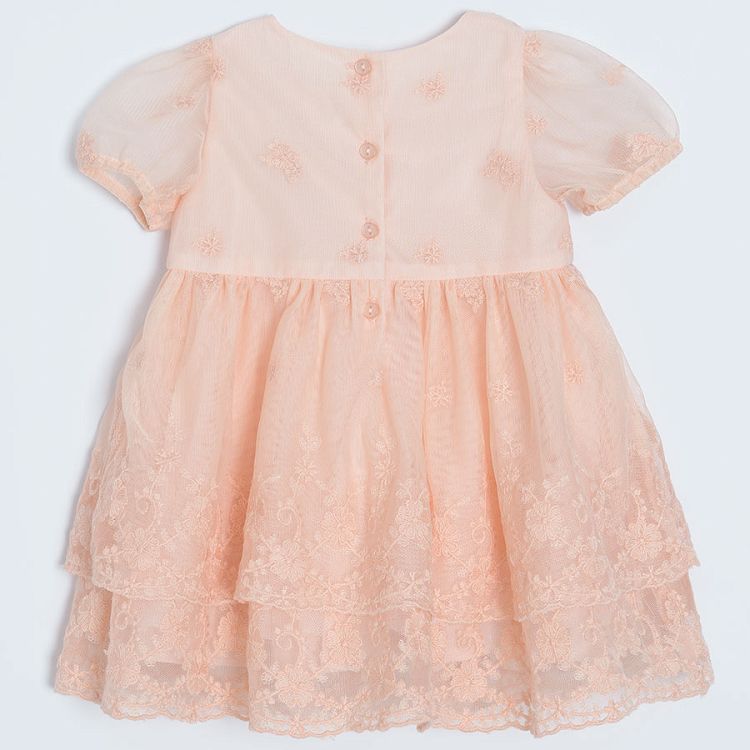 Light pink short sleeve lace party summer dress | Coolclub