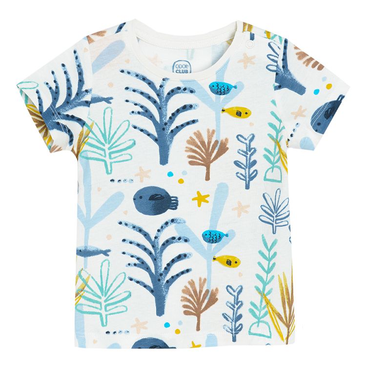 Yellow and light blue T-shirt with sea world print