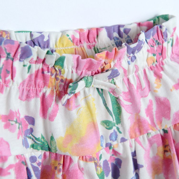 Light pink short sleeve t-shirt and floral skirt set